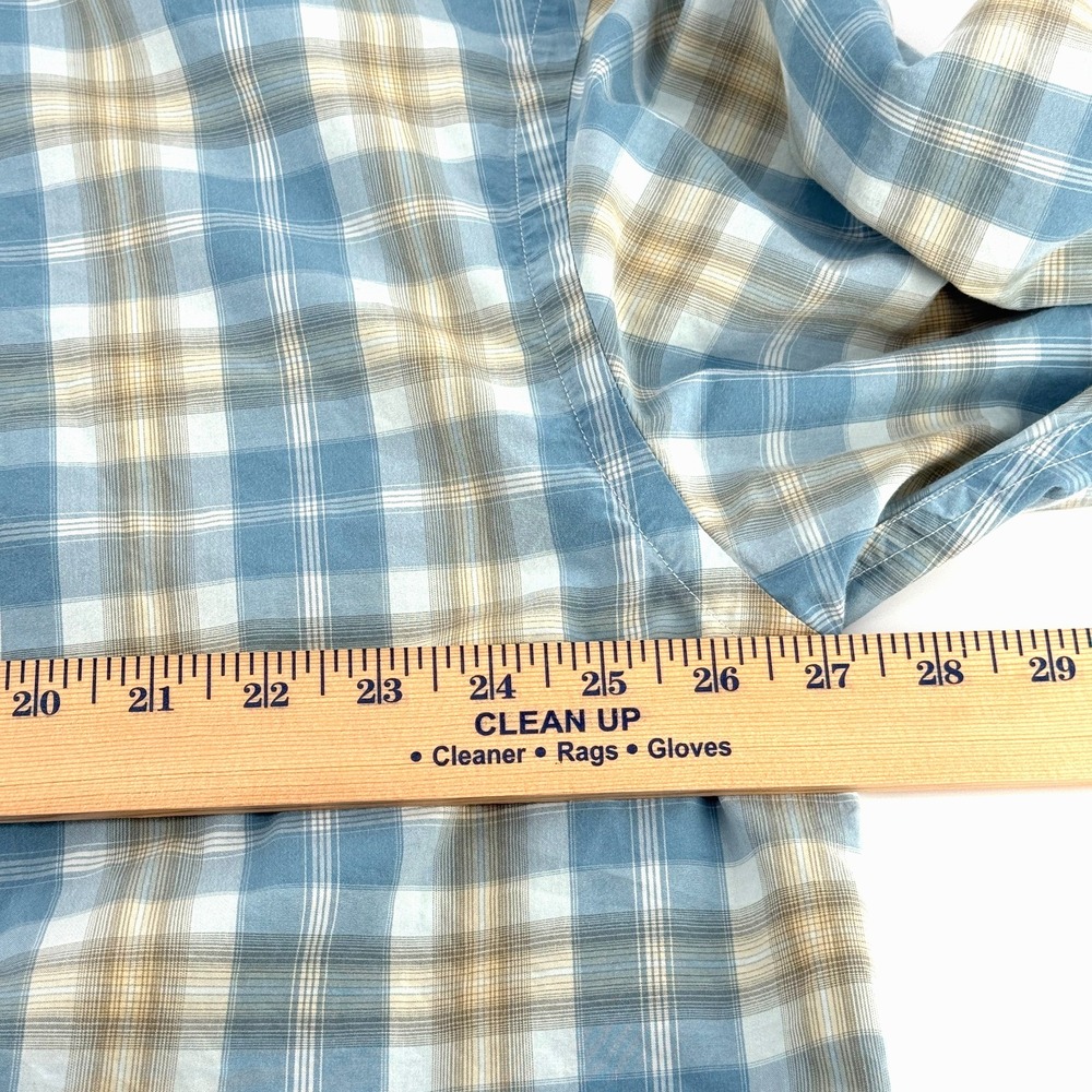 Nautica Men's 80s 2 ply cotton plaid button shirt long sleeve XXL Blue/White/Tan - Picture 5 of 8